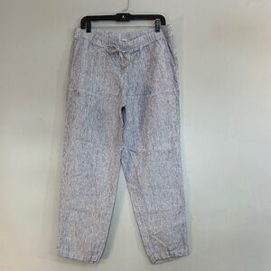EUC J. Jill Striped Linen Fabric pants size medium